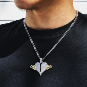 שרשרת אימוג׳י אייס הלב השבור זהב לבן