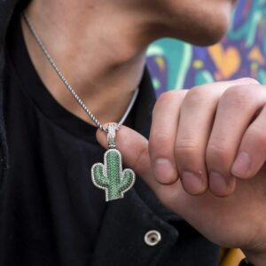 שרשרת אימוג׳י אייס קקטוס זהב לבן