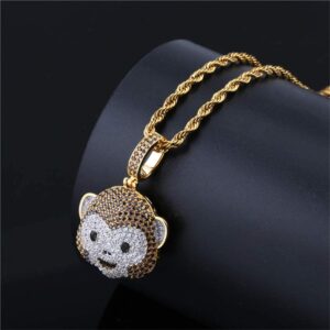 שרשרת אימוג׳י אייס מונקי זהב לבן