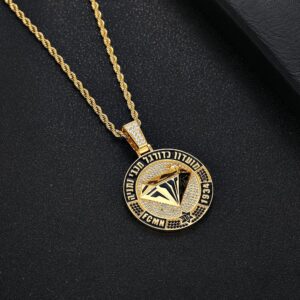 שרשרת מכבי נתניה יהלום תלת ממד זהב 18 קראט