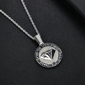 שרשרת מכבי נתניה יהלום תלת ממד זהב לבן